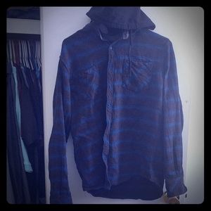 Men's button attached hoodie / sweater